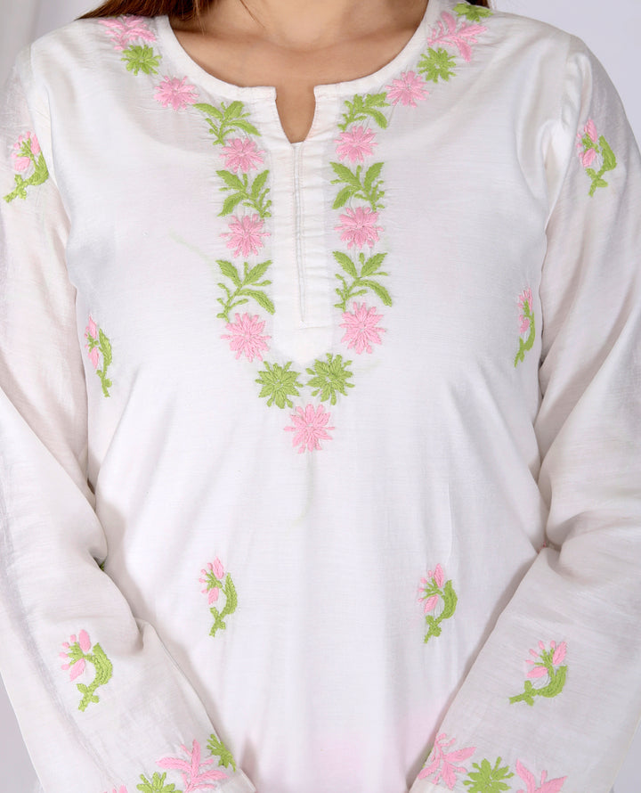 Chanderi White Kurta
