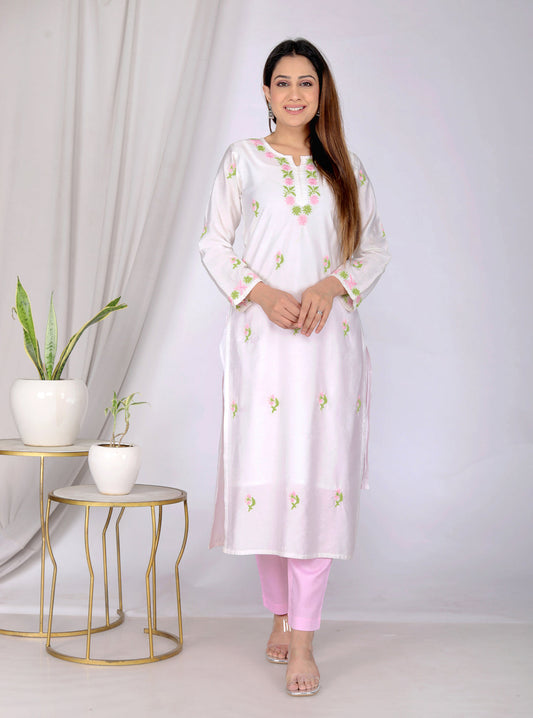 Chanderi White Kurta