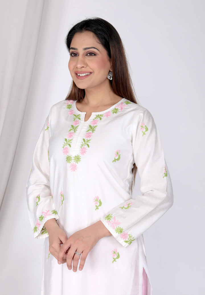 Chanderi White Kurta