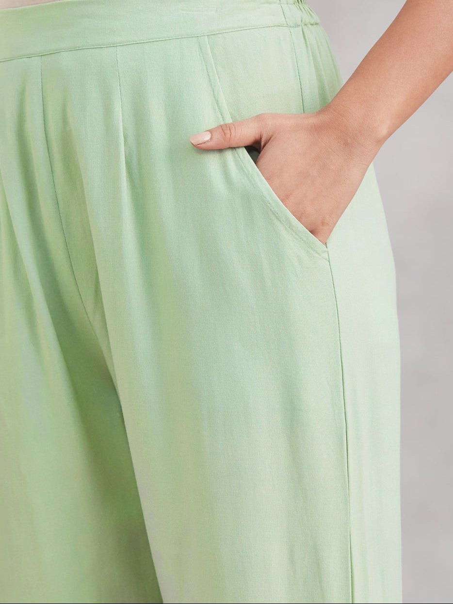 Lux Rayon Chikankari Kurta Set - Teal Blue