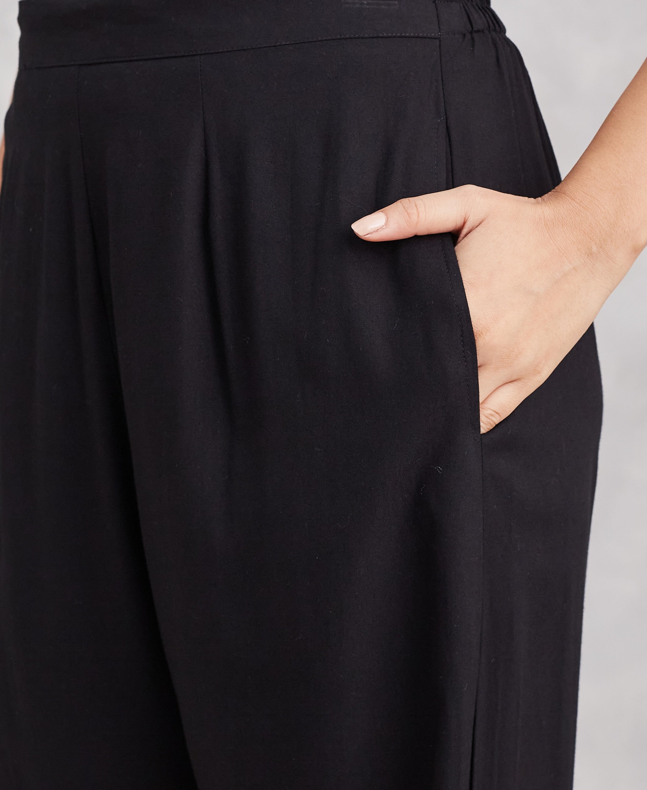 Lux Rayon Chikankari Kurta Co-ord Set - Black