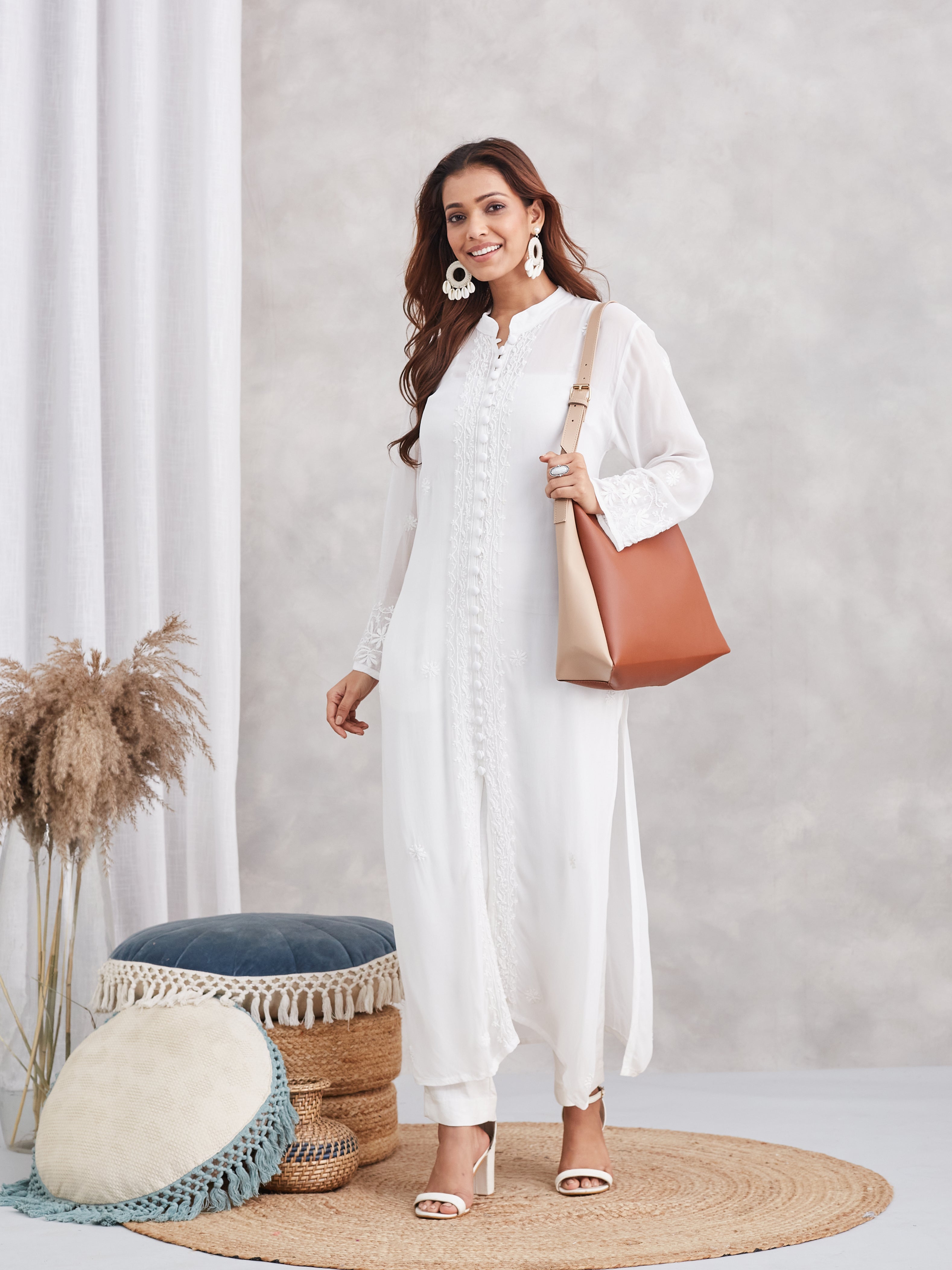 Classic Viscose Chikankari Kurta - White