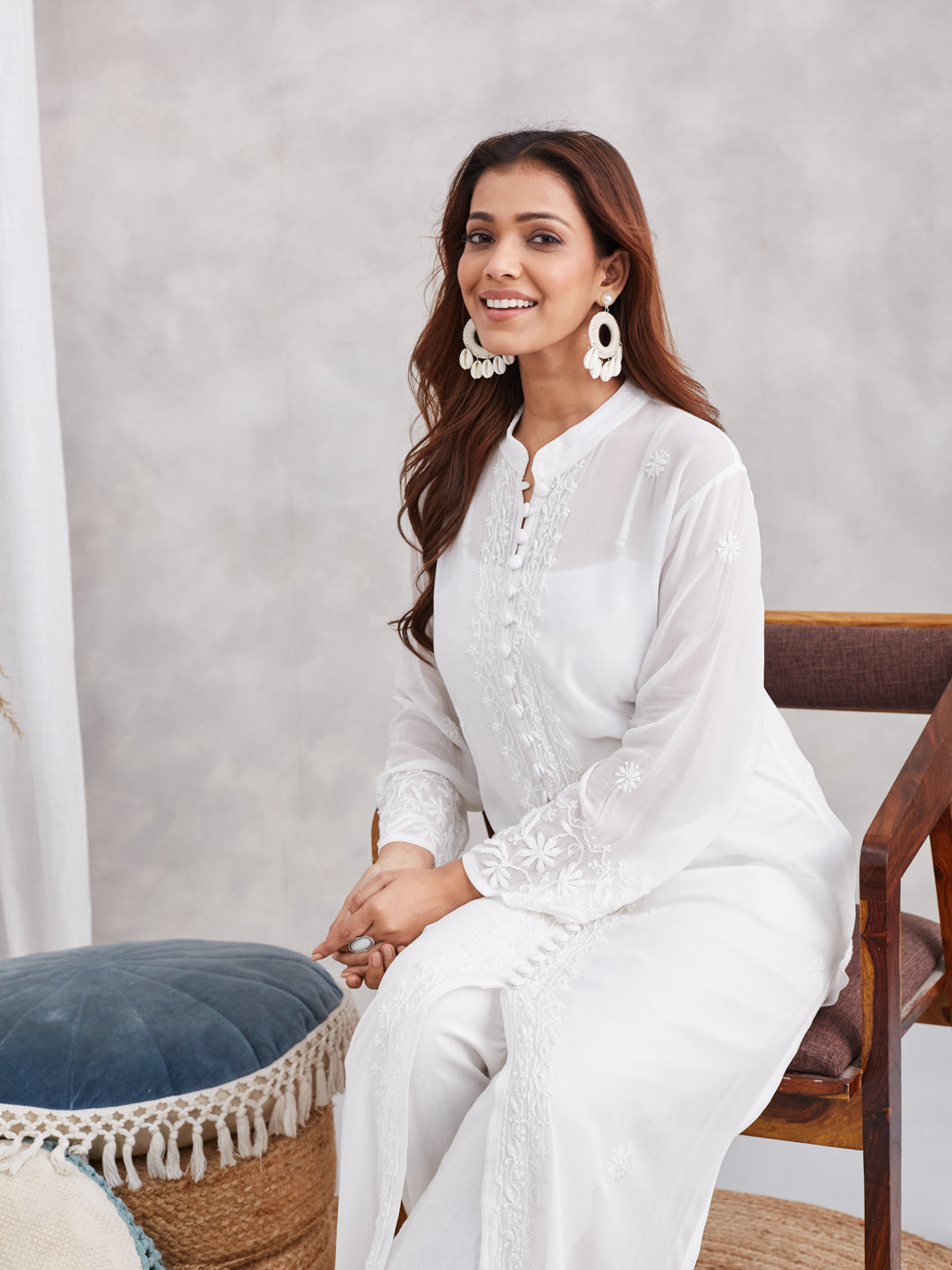 Classic Viscose Chikankari Kurta - White