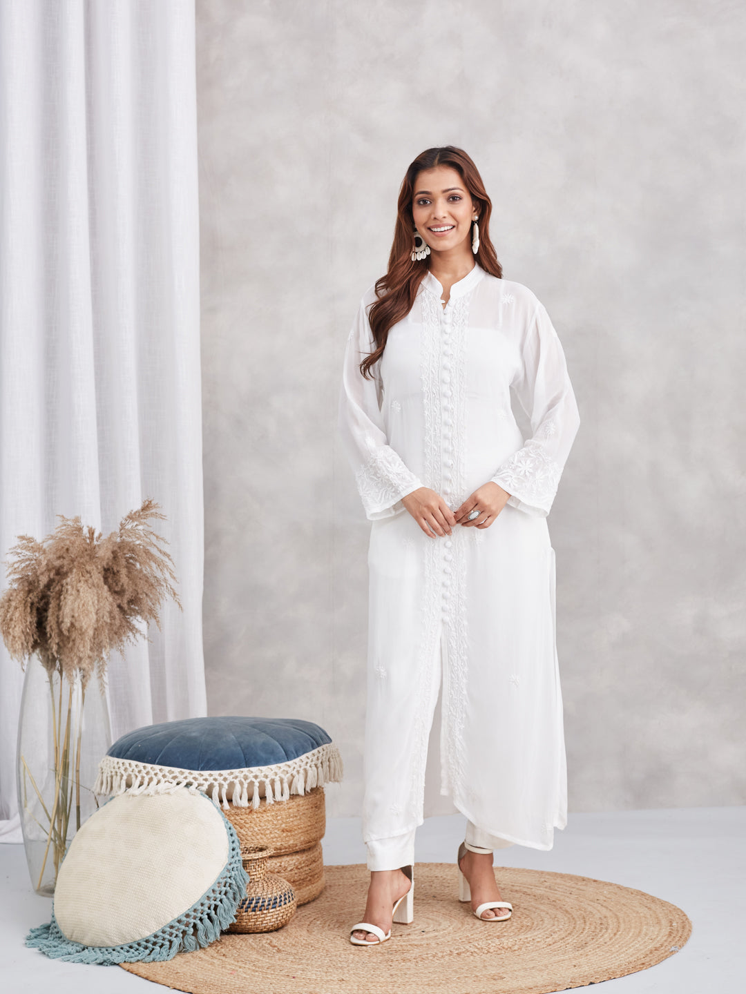 Classic Viscose Chikankari Kurta - White