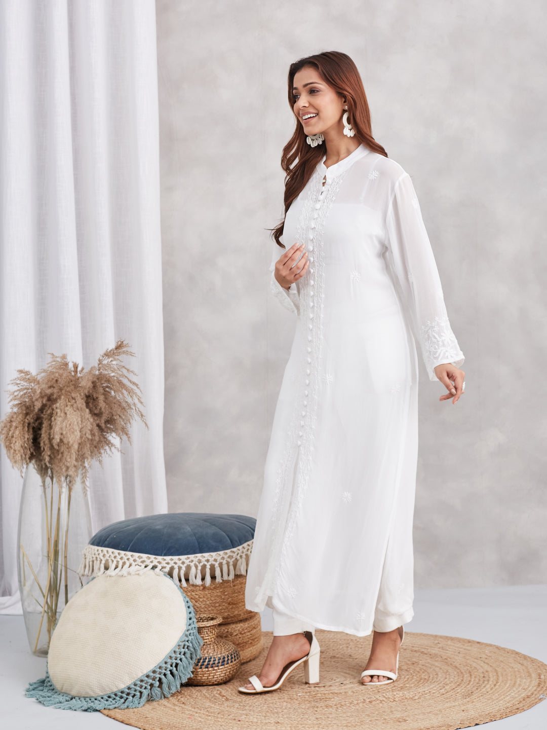 Classic Viscose Chikankari Kurta - White