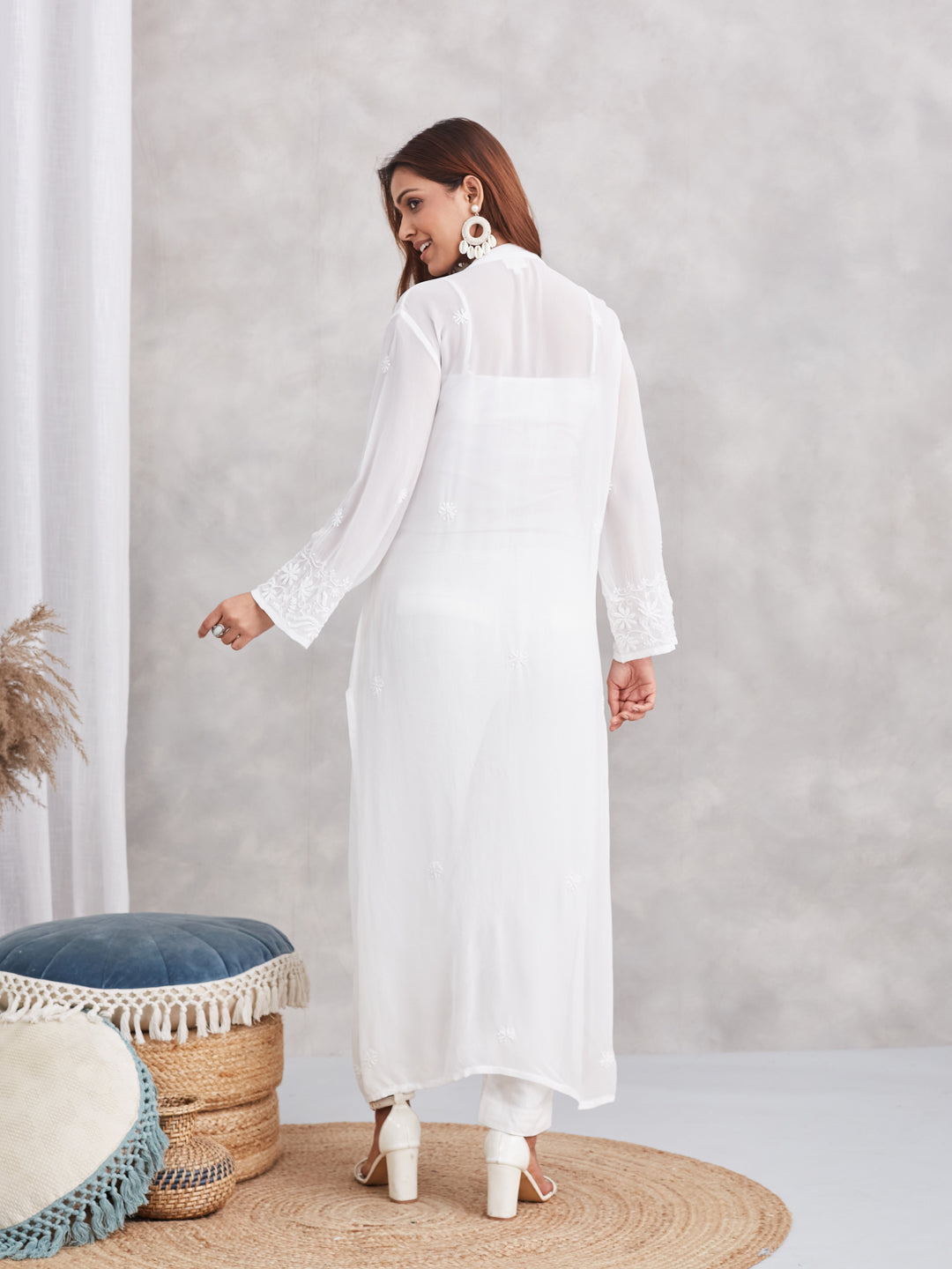 Classic Viscose Chikankari Kurta - White