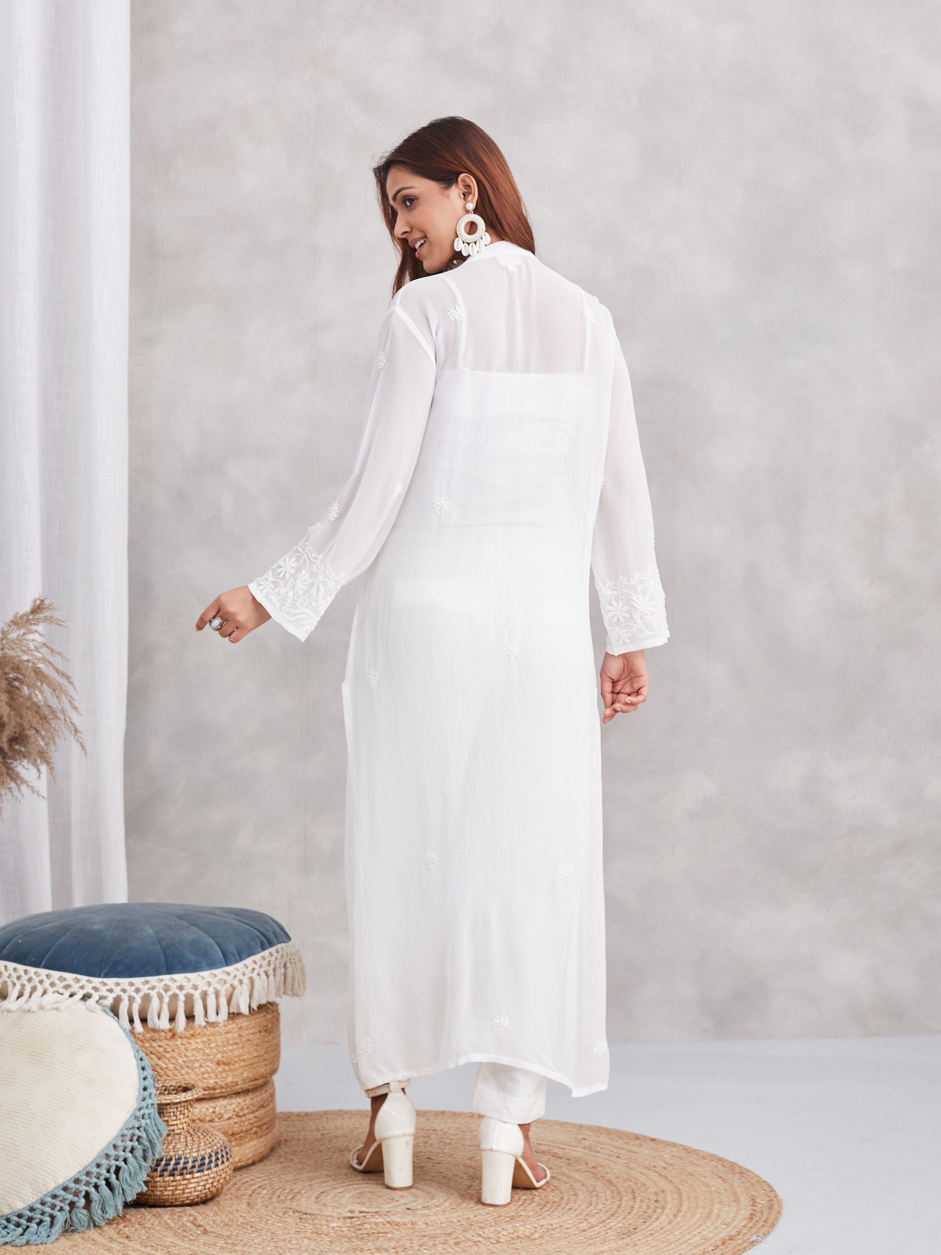 Classic Viscose Chikankari Kurta - White