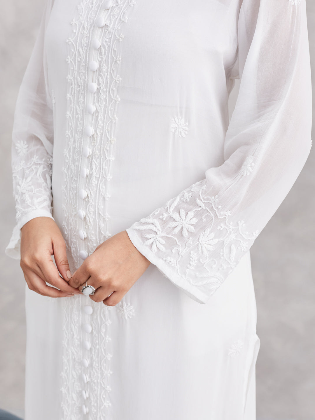 Classic Viscose Chikankari Kurta - White