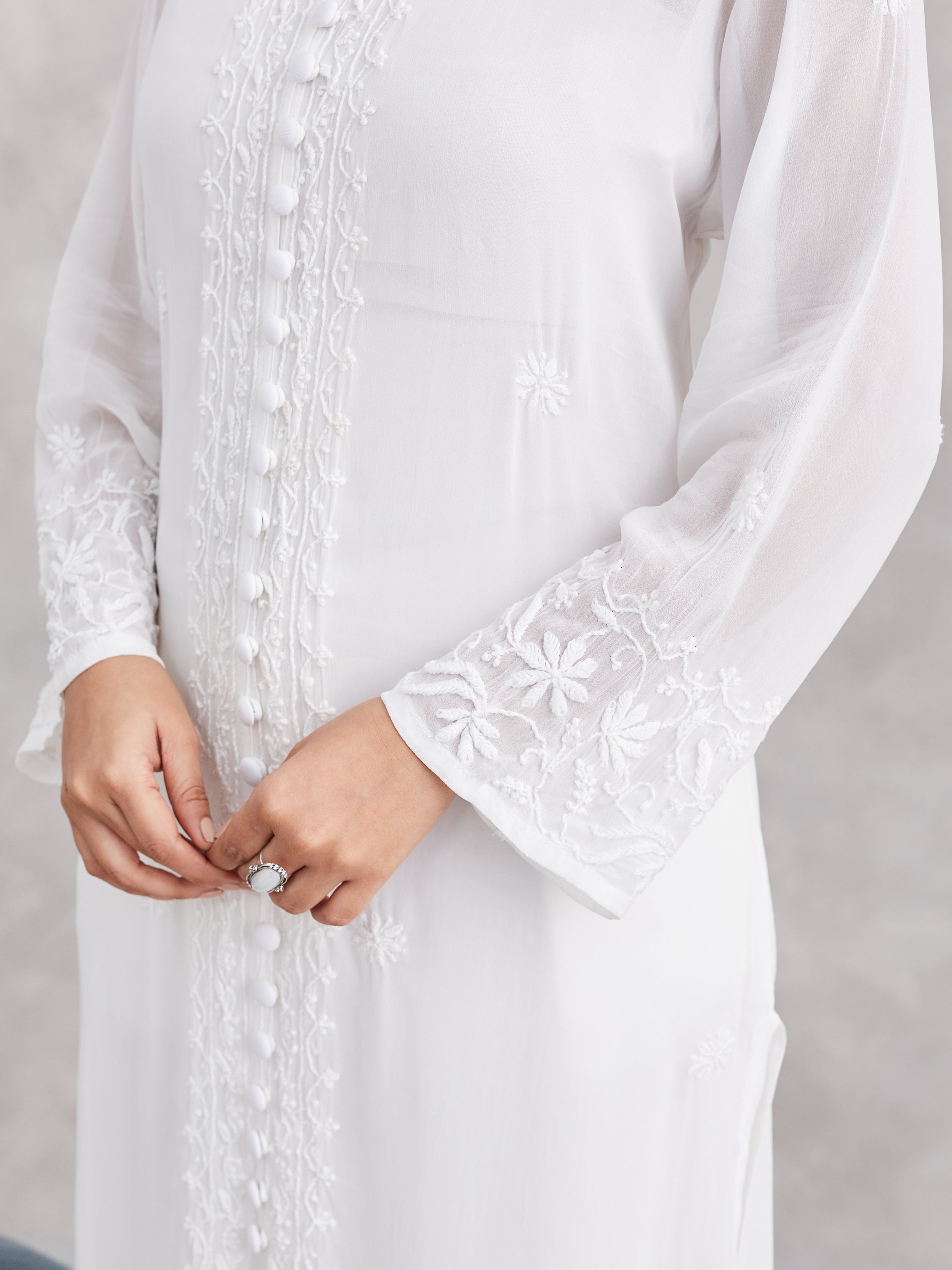 Classic Viscose Chikankari Kurta - White