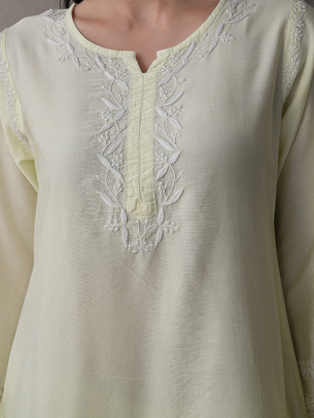 Chanderi Chikankari Kurta Set - Pastel Green
