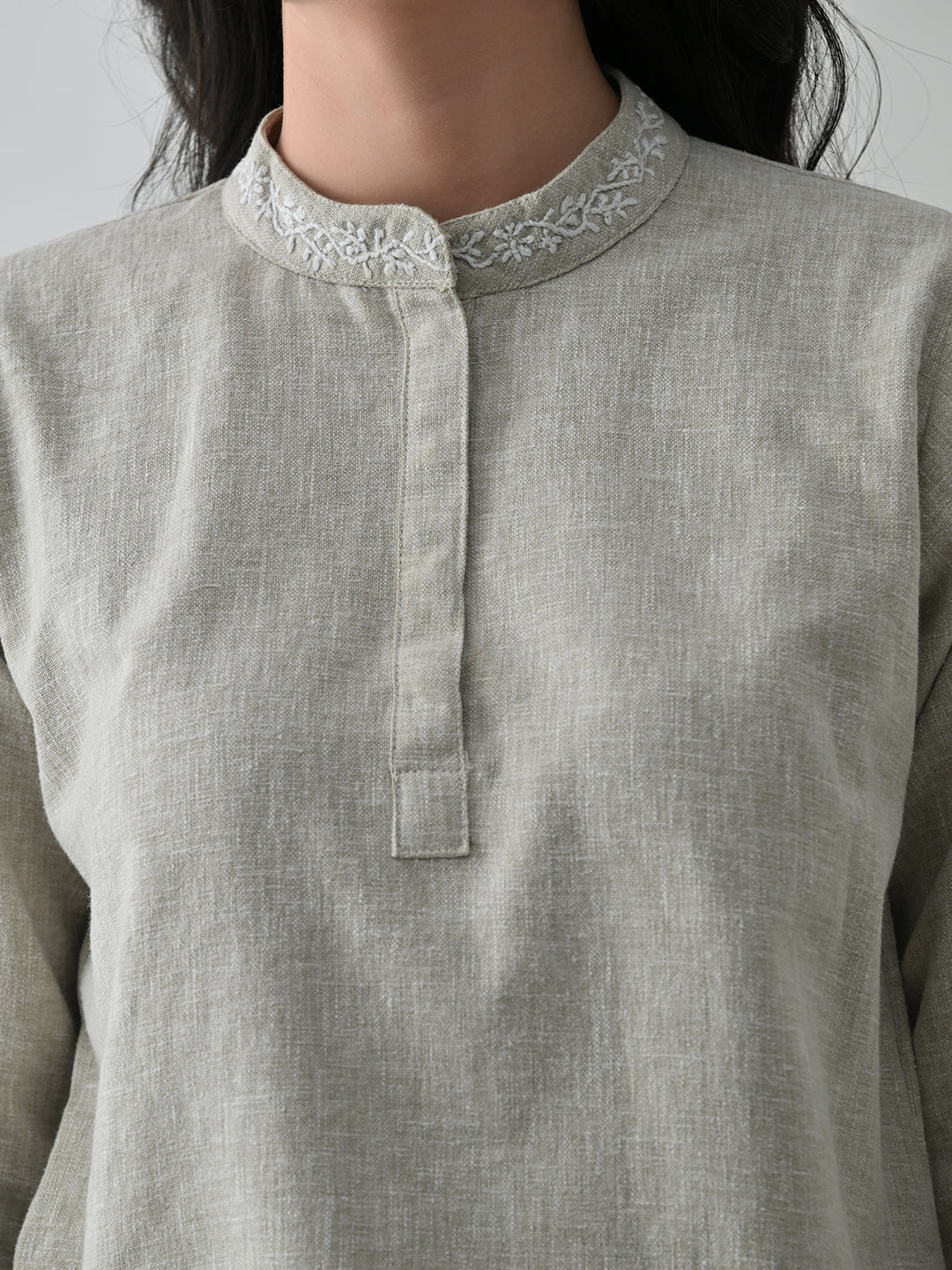 Power Linen Chikankari Co-ord Set - Beige