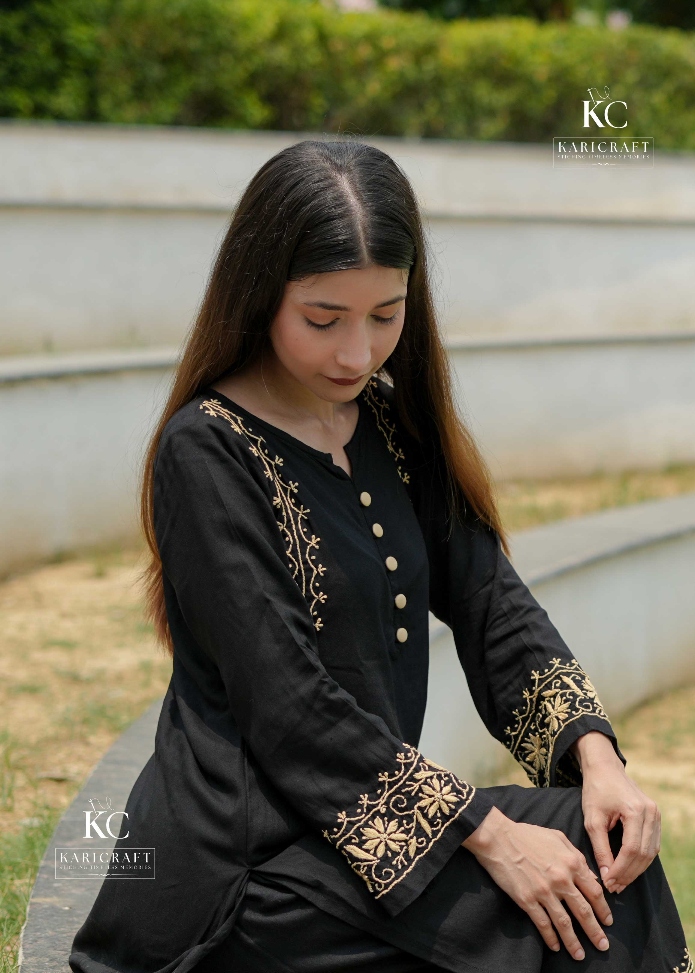 Luxury Rayon Black Chikankari Kurta