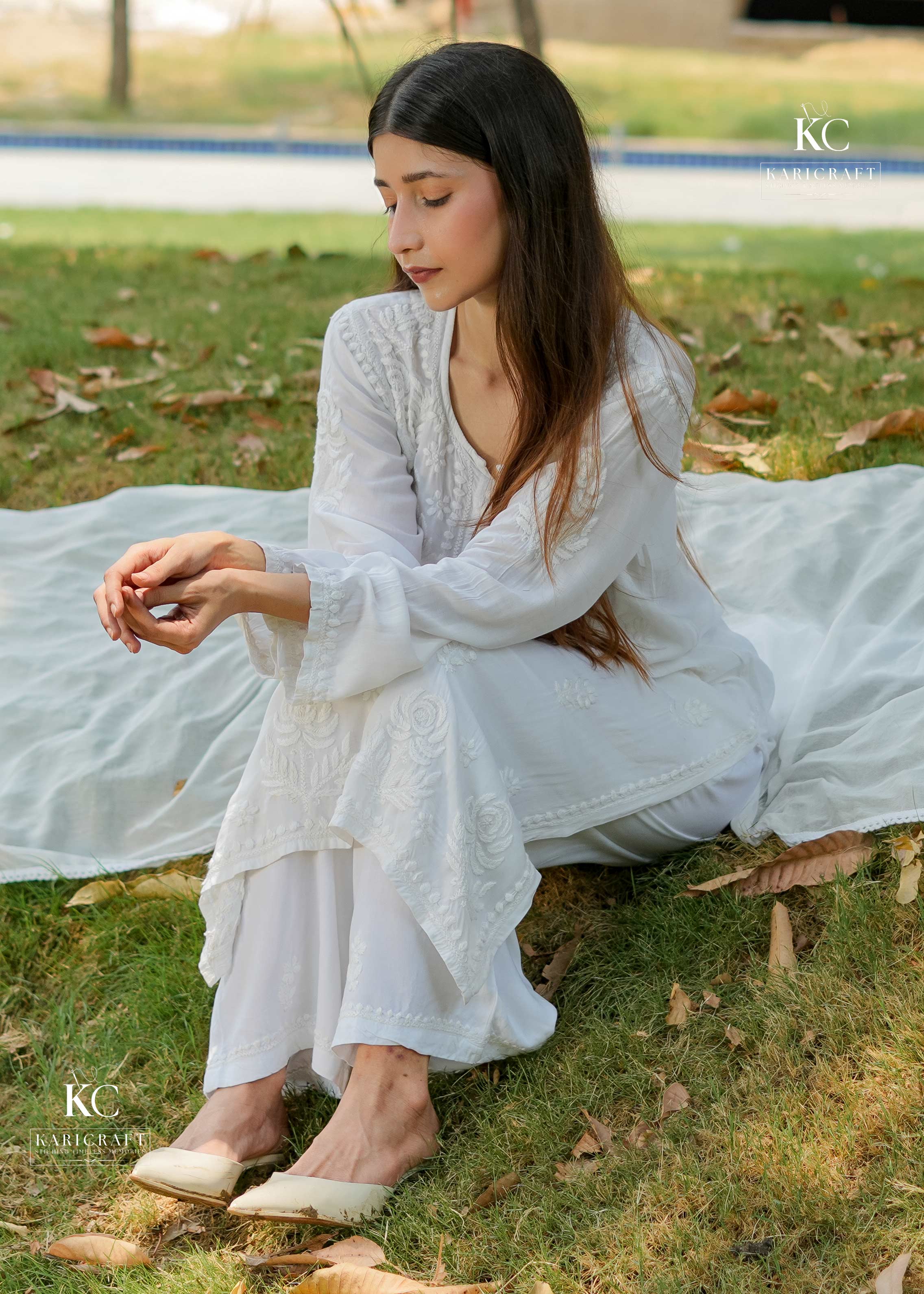 White Modal Chikankari Kurta