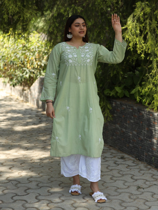 Mulmul Jaal Chikankari Kurta