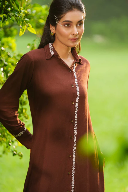 Rayon Brown Top Dress