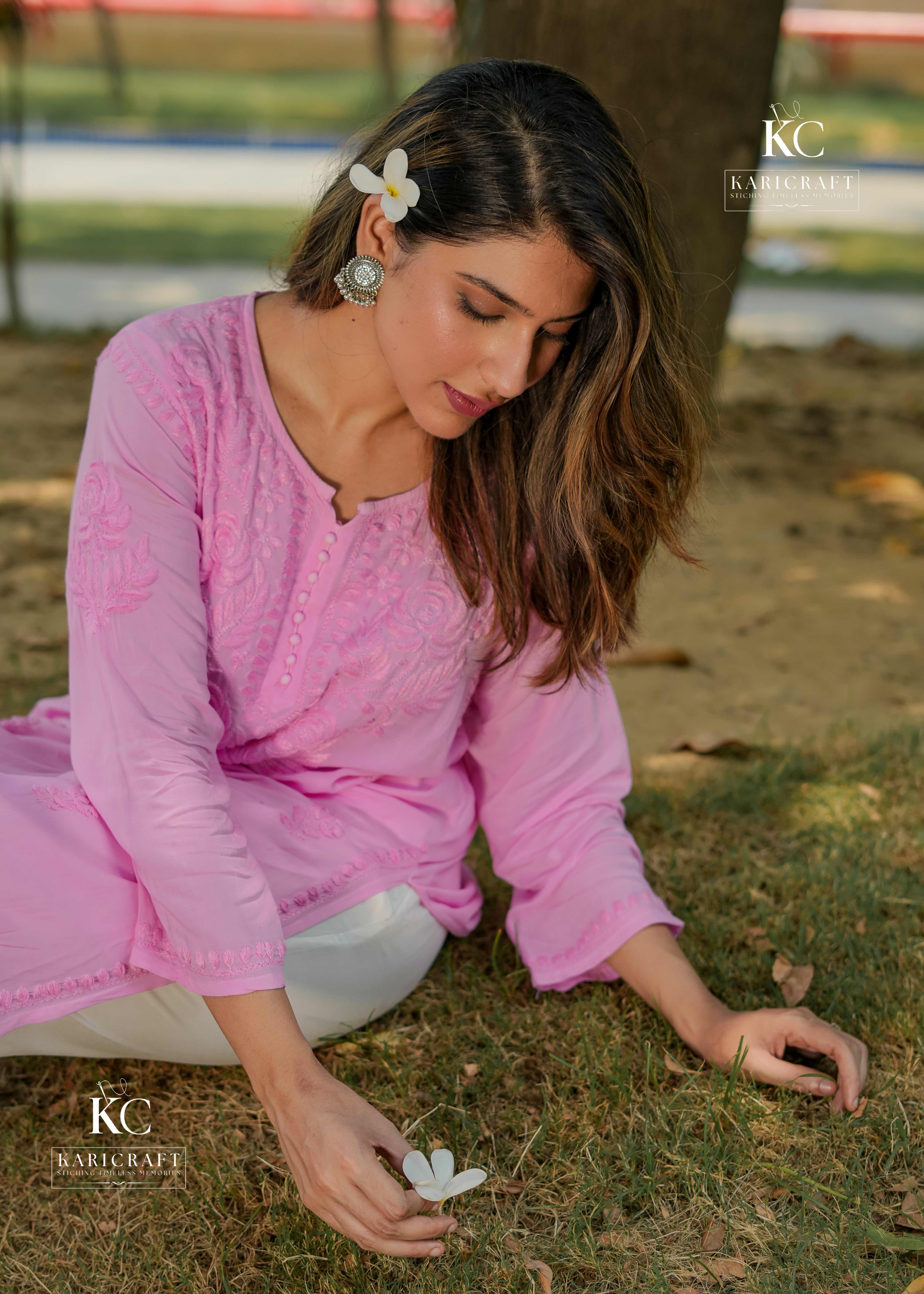 Elegant full-sleeve modal kurta styled for workwear or daily wear