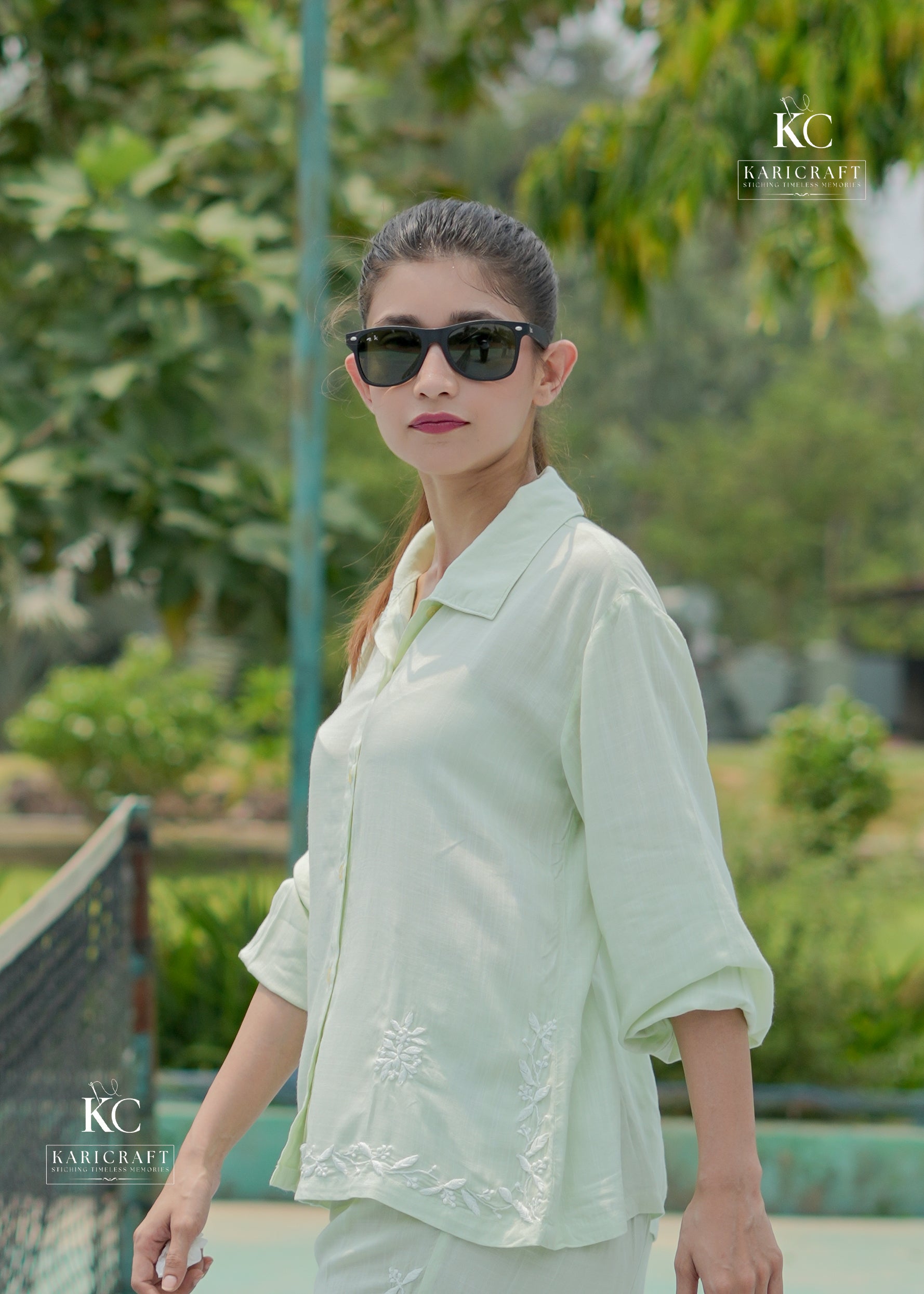 KariCraft handcrafted cotton slub coord set for casual wear